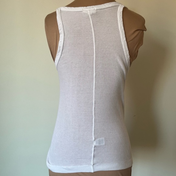 Re/done Ribbed White Scoop Neck 100% Cotton Tank Top EUC Size M - Picture 5 of 10